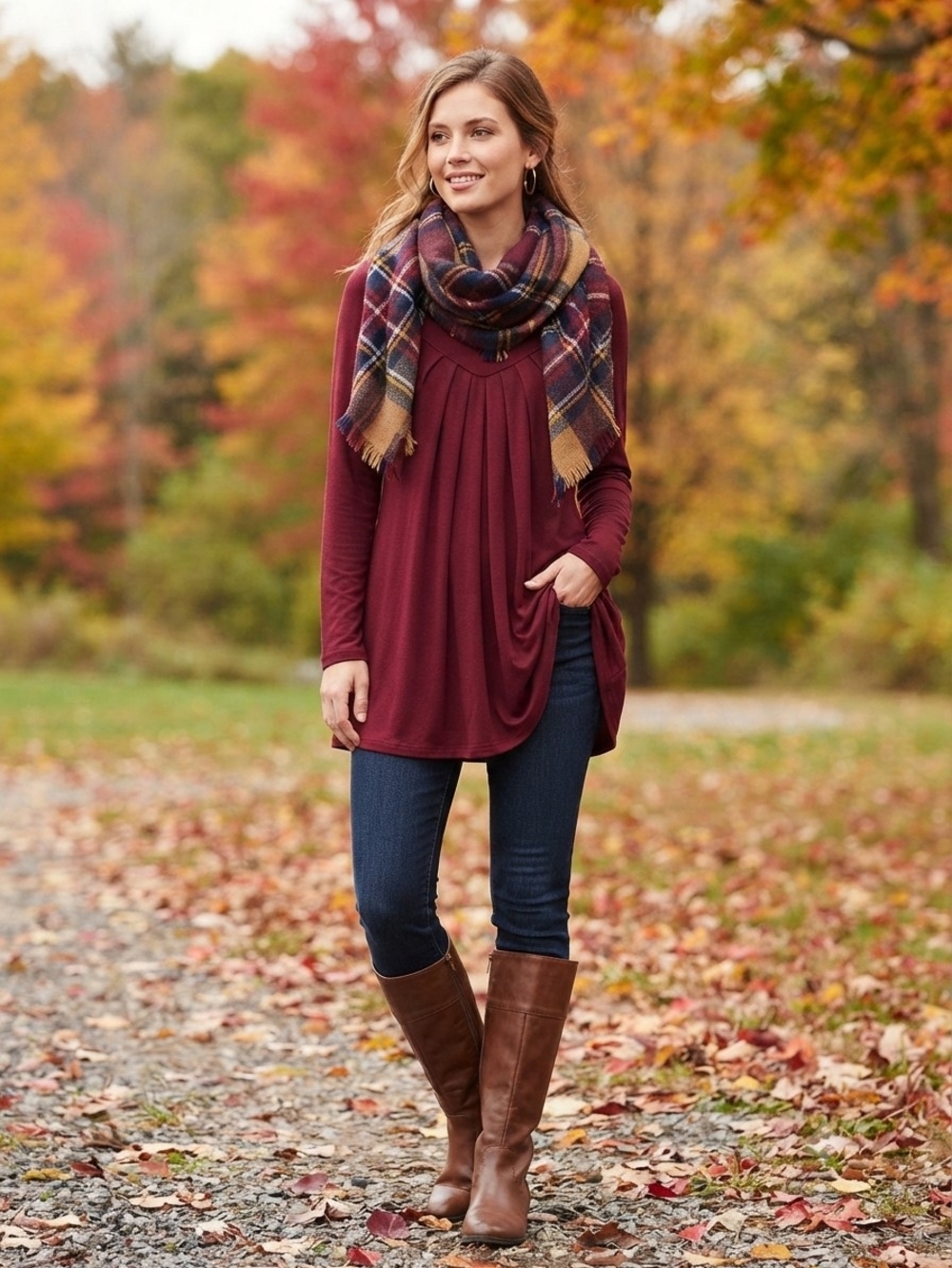 Bulotus Burgundy Long Sleeve Pleated Babydoll Tunic Top Size Small - Picture 5 of 5